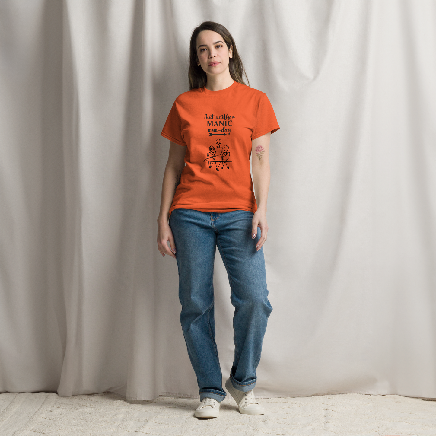 Unisex classic tee in vibrant orange, perfect for trendy streetwear. Made from breathable cotton-poly blend, washable and comfy.